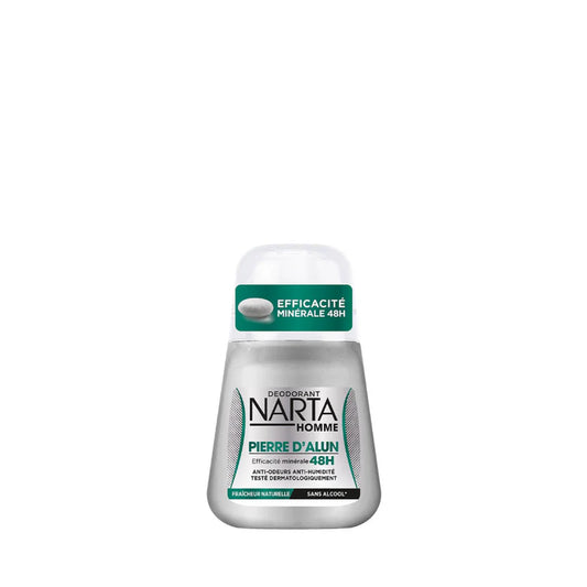 Narta - Alum Stone - Roll-On Deodorant - 48H Natural Mineral Protection - For Men - 50ml - Belle à Merveille