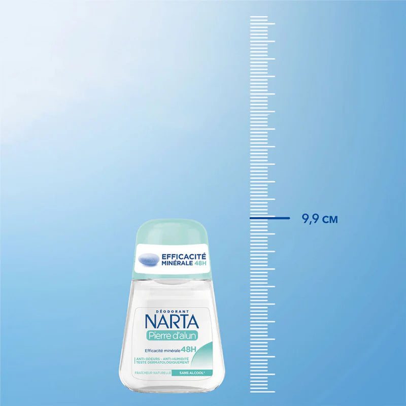 Narta - Alum Stone - Roll-On Deodorant - 48H Natural Mineral Protection - For Women - 50ml - Belle à Merveille