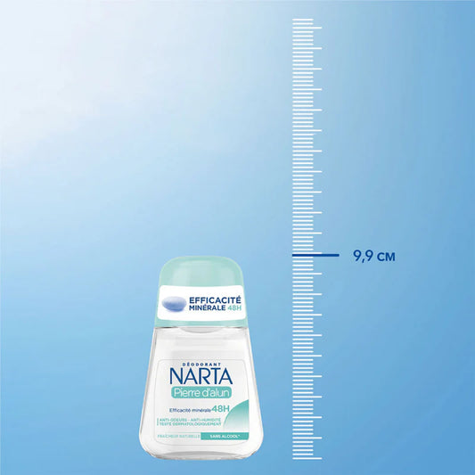 Narta - Alum Stone - Roll-On Deodorant - 48H Natural Mineral Protection - For Women - 50ml - Belle à Merveille