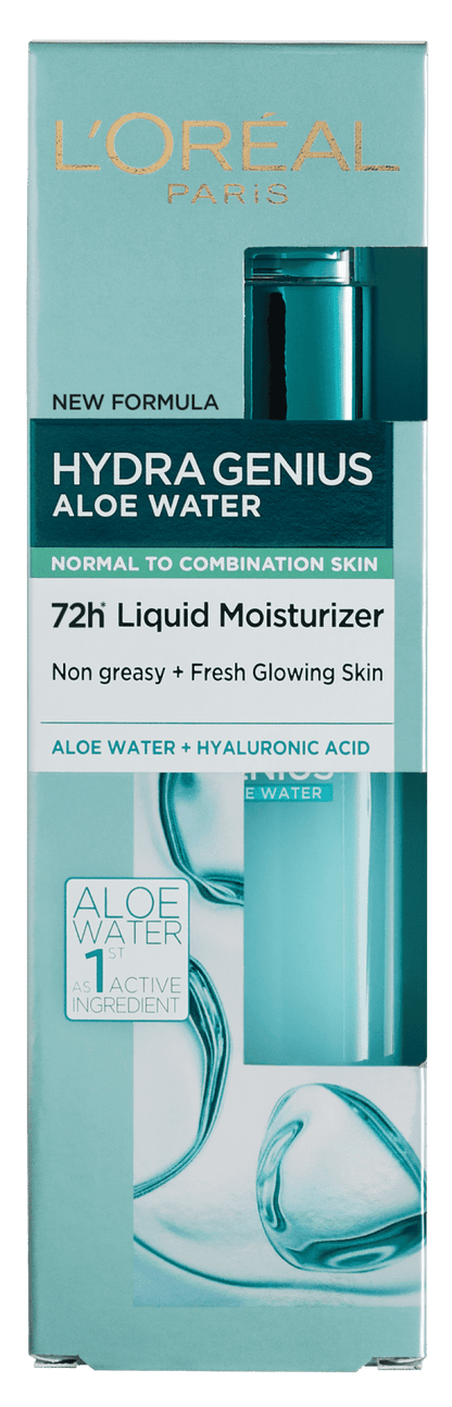 L'Oréal Paris, Hydra Genius, Water-Based Gel Facial Moisturiser, with Aloe Vera, for Normal to Combination Skin, 70 ml