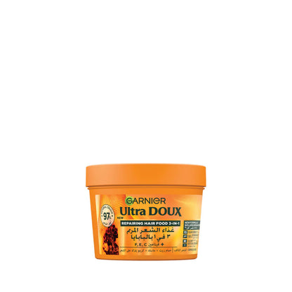 Garnier Ultra Doux Papaya Vegan Hair Food 3in1 Mask for damaged hair, Boosted with Vitamins C, E & F 390ml - Belle à Merveille