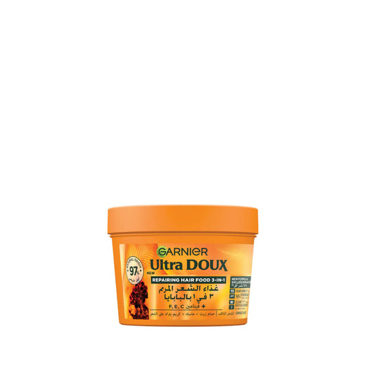 Garnier Ultra Doux Papaya Vegan Hair Food 3in1 Mask for damaged hair, Boosted with Vitamins C, E & F 390ml