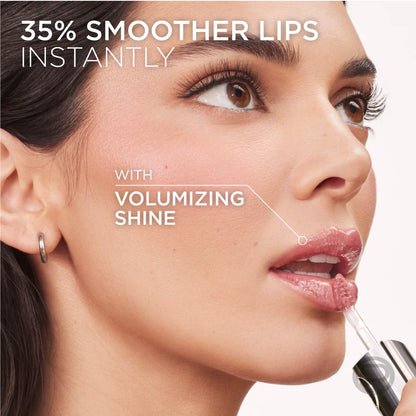 L’Oréal Paris Plump Ambition Hyaluron Lip Oil, 24HR Hydration and Volumizing Shine-101 Crystal Clear