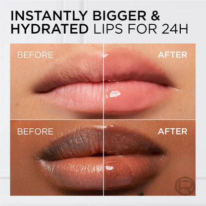 L’Oréal Paris Plump Ambition Hyaluron Lip Oil, 24HR Hydration and Volumizing Shine-101 Crystal Clear