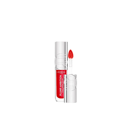 L’Oréal Paris Plump Ambition Hyaluron Lip Oil, 24HR Hydration and Volumizing Shine-380 Rouge In Love