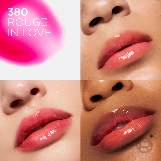 L’Oréal Paris Plump Ambition Hyaluron Lip Oil, 24HR Hydration and Volumizing Shine-380 Rouge In Love