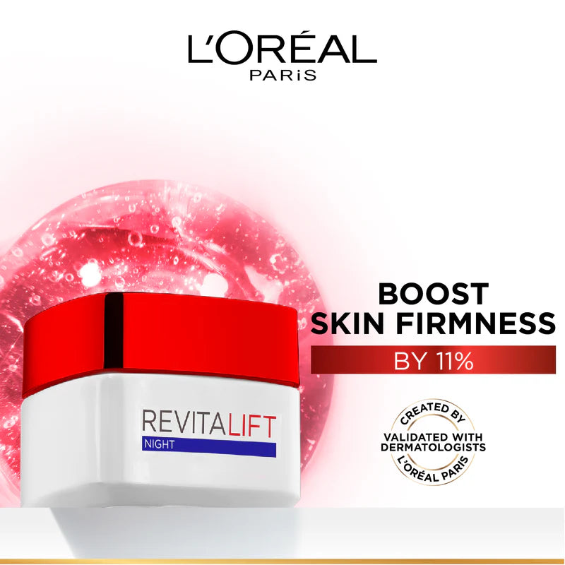 L’Oréal Paris, Revitalift Hydrating and Moisturizing Night Cream, for Wrinkles Reduction and Skin Elasticity Improvement, Formulated with Pro-Retinol, 50ml