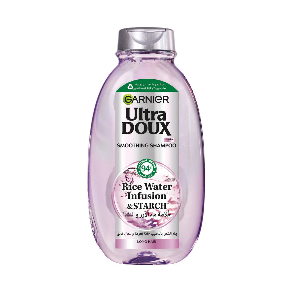 Garnier Ultra Doux Rice Water Infusion & Starch Shampoo, for Long Hair, Smooth and Shine 400 ML