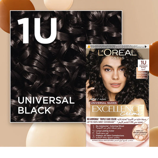 L’Oréal Paris Excellence Crème Universal Nudes Hair Coloration, Ammonia-free Conditioning Coloration with Micro Keratin for Long-lasting 100% Grey Coverage Natural Coloration, Available in 8 Shades