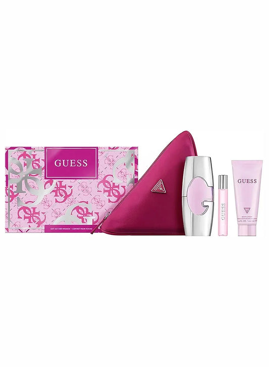 Guess – Pink Eau de Parfum Pouch Set for Women 75 ml + 15 ml + 100 ml Body Lotion