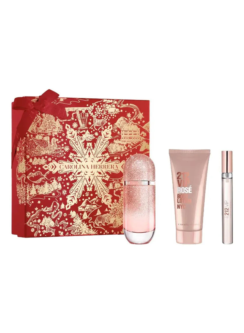 Carolina Herrera – 212 VIP Rosé Elixir Eau de Parfum Set for Women 80 ml + 10 ml + 100 ml Body Lotion