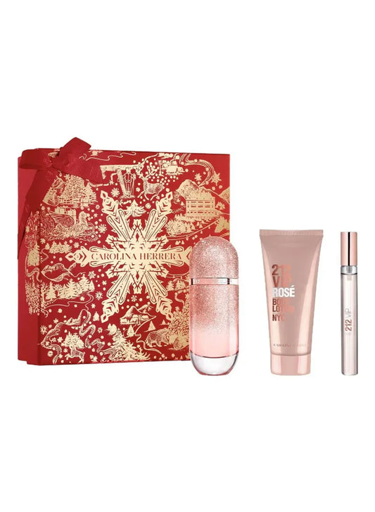 Carolina Herrera – 212 VIP Rosé Elixir Eau de Parfum Set for Women 80 ml + 10 ml + 100 ml Body Lotion