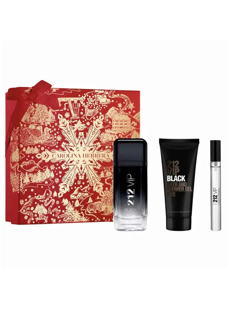 Carolina Herrera – 212 VIP Black Eau de Parfum Set for Men 100 ml + 10 ml + 100 ml Shower Gel