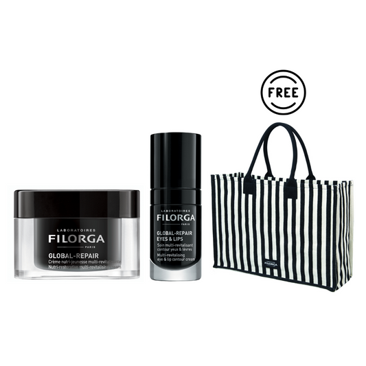 Global Repair Cream + Global Repair Eyes and Lips + Free Filorga Summer Bag