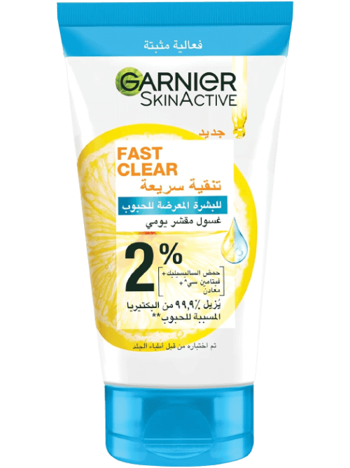 Garnier Fast Clear [2%] Salicylic Acid & Vitamin C - 3-in-1 Anti-Acne Exfoliating Wash (150mL)