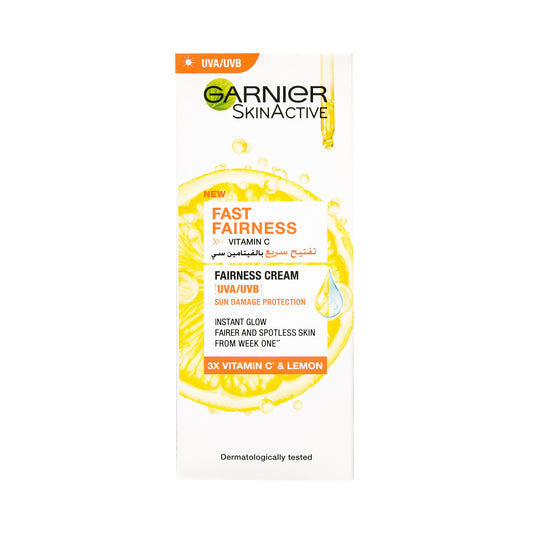 Garnier Skin Active Fast Bright Day Cream with 3x Vitamin C and Lemon, UVA/UVB Protection - 50ml