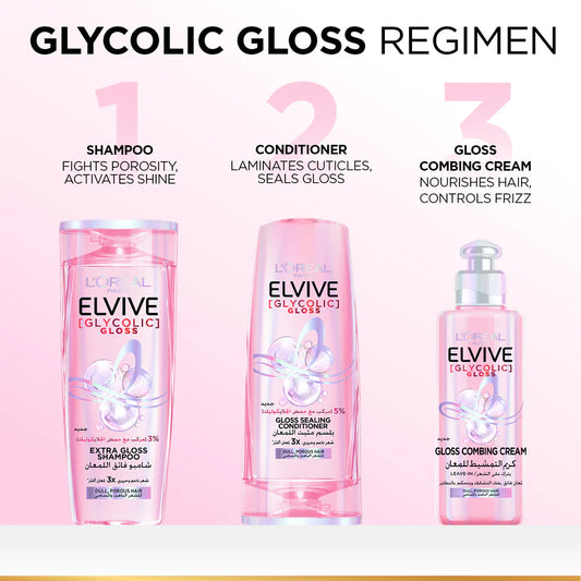 L'Oréal Paris, Elvive, Glycolic Gloss Leave-in, Hair Combing Cream, 2% [Gloss Complex] with glycolic acid, 200ml