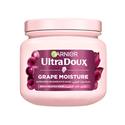 Garnier Ultra Doux Grape Moisture - Deep Regenerative Mask for Dehydrated Hair. Hydrating Grape Water + Antioxidant Grapeseed Oil -- Paraben-Free, Vegan, Cruelty-Free - 340 ml