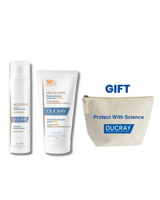 Melascreen Serum + Melascreen Anti Spots Fluid Sunscreen+ Free Pouch