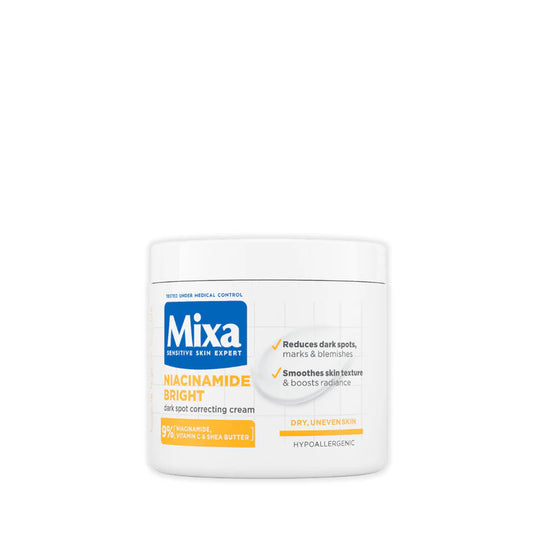 Mixa Niacinamide Bright Cream Jar - For Dry & Dull Skin in Need of Unifying - With 9% Shea Butter, Niacinamide & Vitamin C