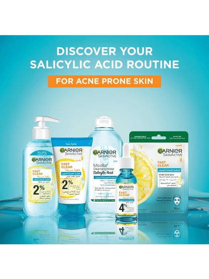 Garnier Fast Clear [2%] Salicylic Acid & Vitamin C - 3-in-1 Anti-Acne Exfoliating Wash (150mL)